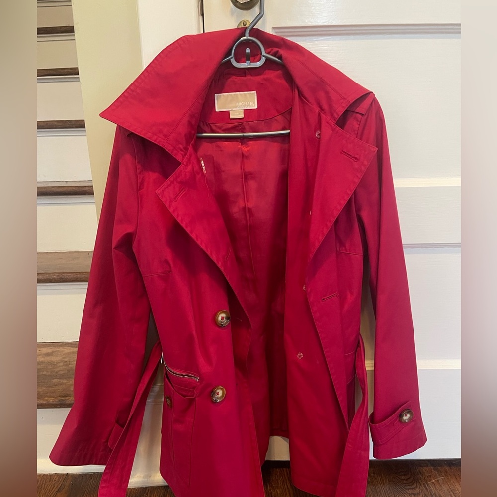 Hooded fuschia medium Michael kors trench rain jacket
